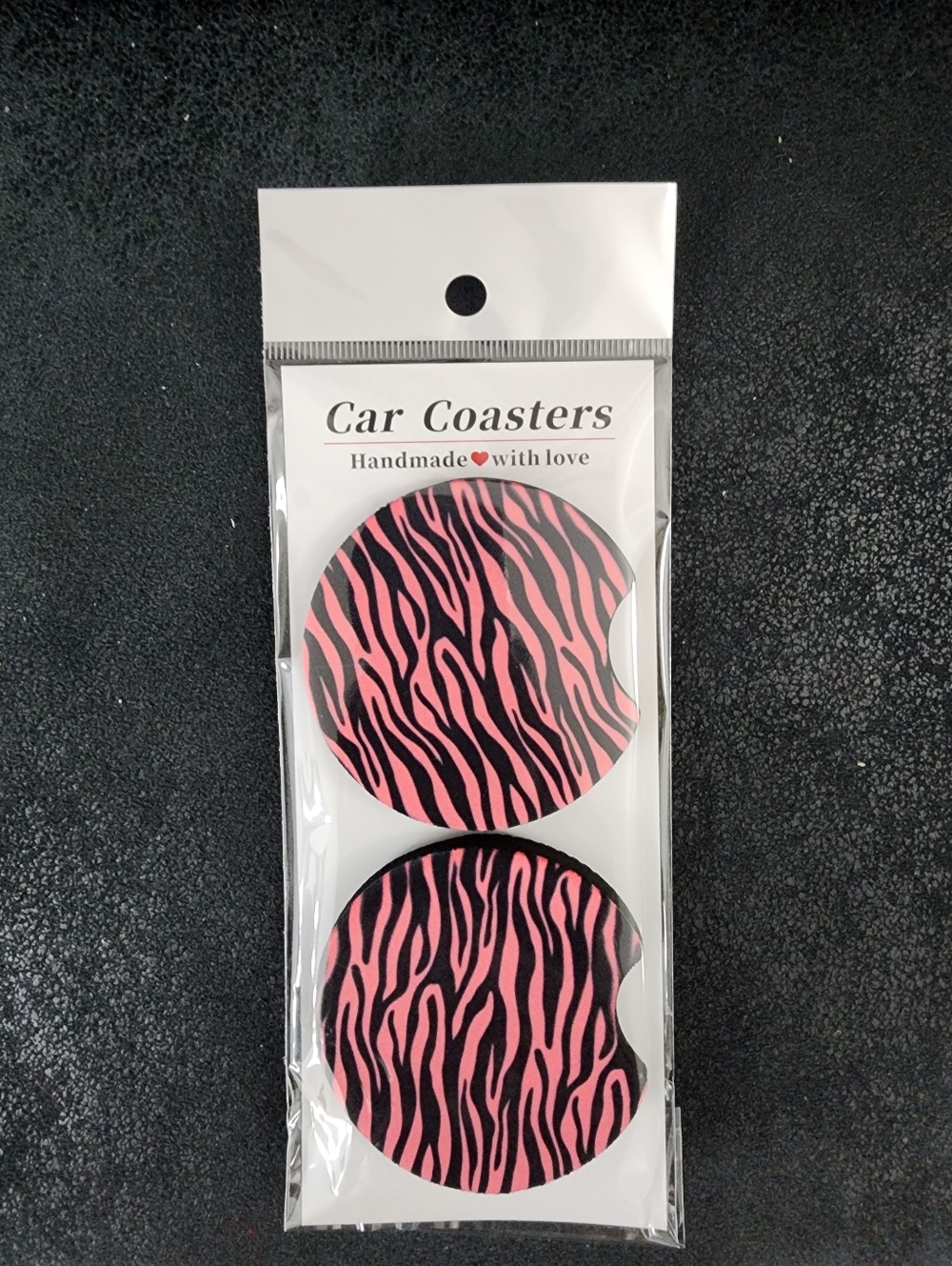 Pink Zebra Print Car Coasters
